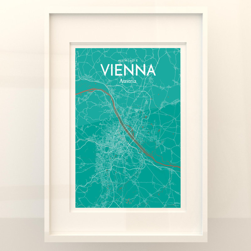 Vienna City Map In Nature - No Frame Print, 27.6cm H x 19.7cm W x 0.05cm D