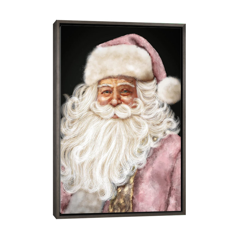 «Pink Santa», reproduction d'art murale , H 40 po x l 26 po, Impression encadrée sans passe-partout, Gris