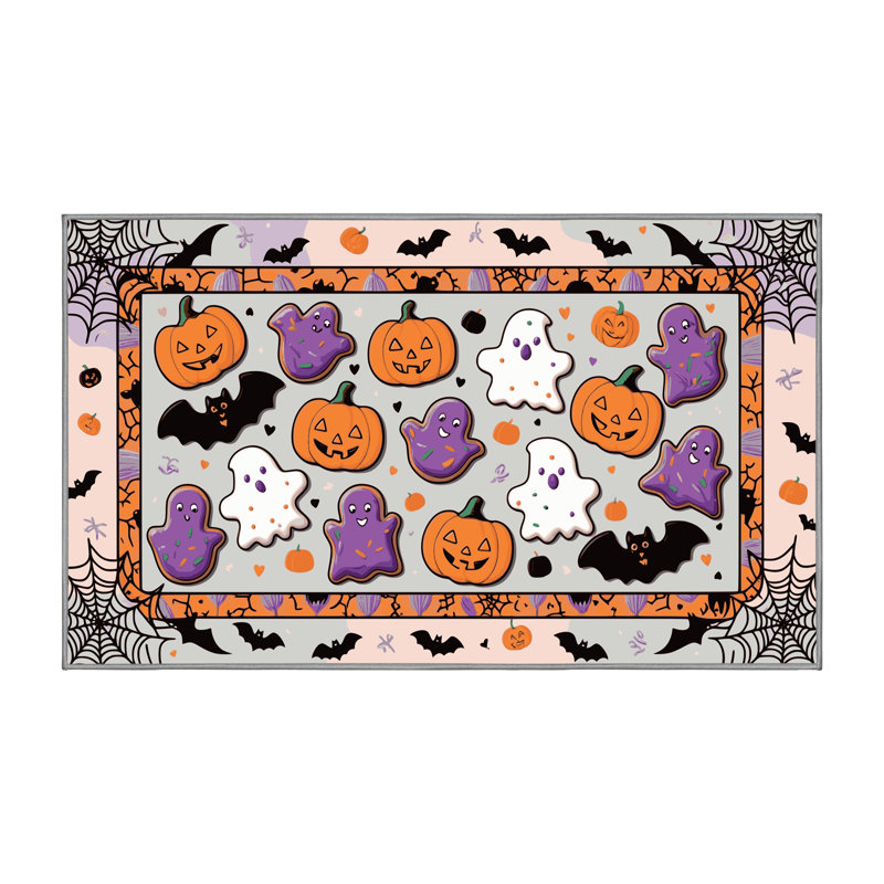 Tapis de vacances d'Halloween The Holiday Aisle®, Rectangulaire 7 pi x 10 pi