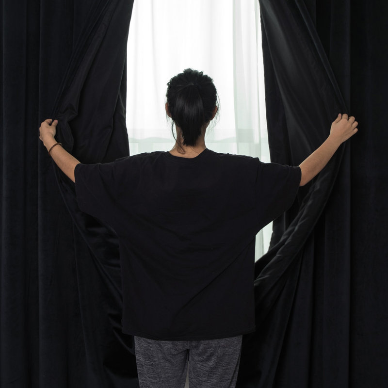 Imperial Rooms Crushed Velvet Eyelet Sheer Curtains, 168cm Width x 183cm Drop, Black