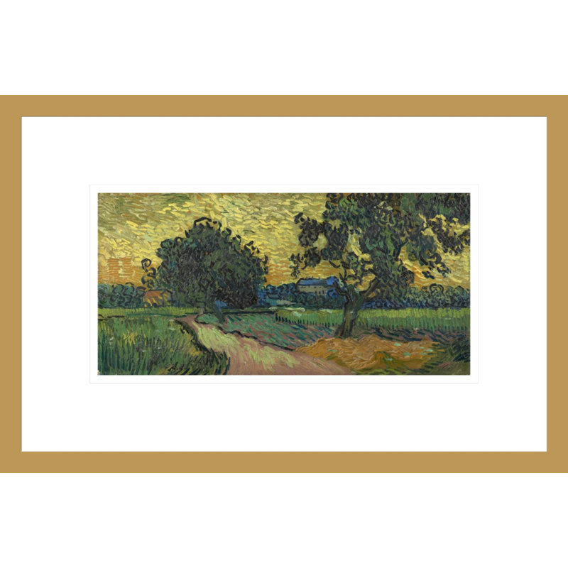 «Landscape at Twilight» par Vincent van Gogh, impression giclée encadrée, 11.14" H x 16.75" W