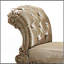Tabouret de coiffeuse en os et patine dorée avec garniture cloutée