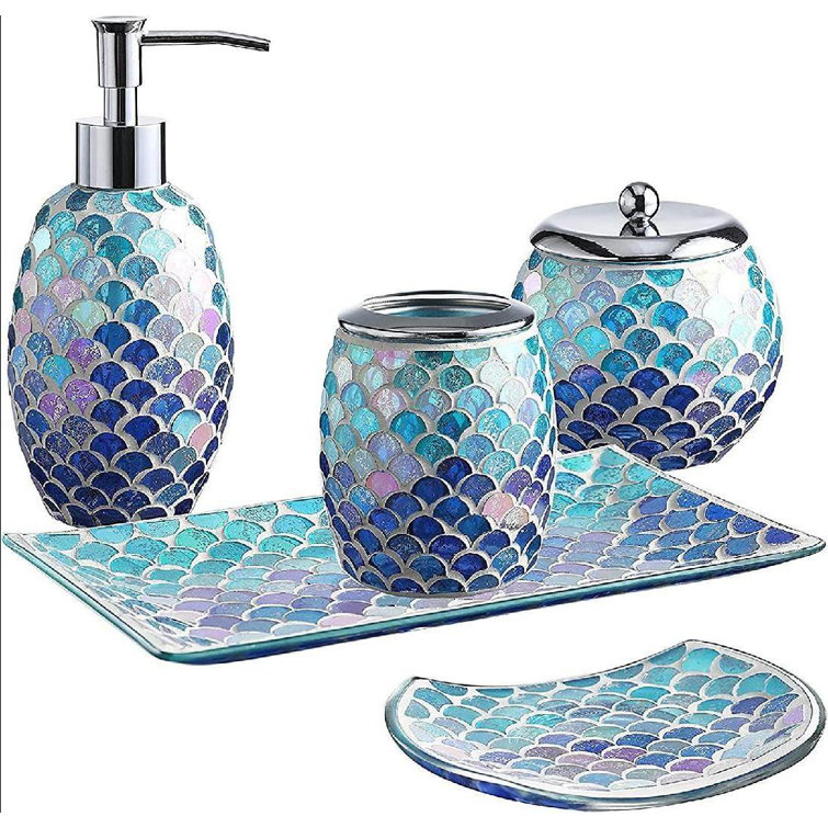  Daniel's Bath & Byound Aqua Maya 5-Piece-Bathroom-Accessory-Set,  5 l : Home & Kitchen