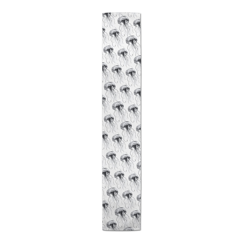 Chemin de table rectangulaire en polyester Aytana, 72 po x 16 po, gris