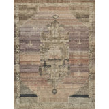 Estate handloomed PET Beige/Purple Area Rug