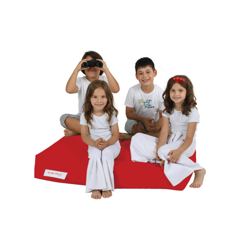 Original Waterproof Garden Bean Bag Chair with 100% Polyester Fabric, Red | 39.4 x 15.7 x 19.7 inches | Includes 2 Pouffes (15.7 x 13.8 x 7.9 inches) | Maximum Weight Capacity: 440 lbs, Hidden Double Zipper System, Eco-Friendly Styrofoam Beads