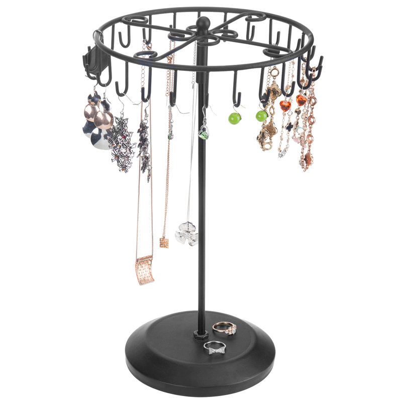 24 Hook Rotating Necklace Jewellery Stand, Black