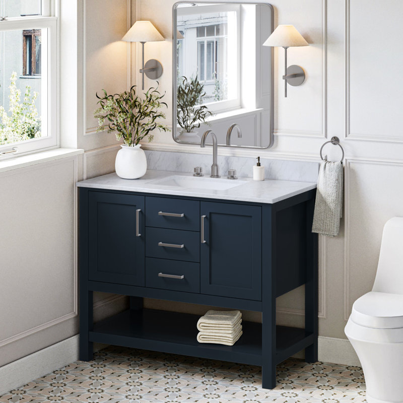 Ensemble de meuble-lavabo simple 43 po Abby, Bleu minuit