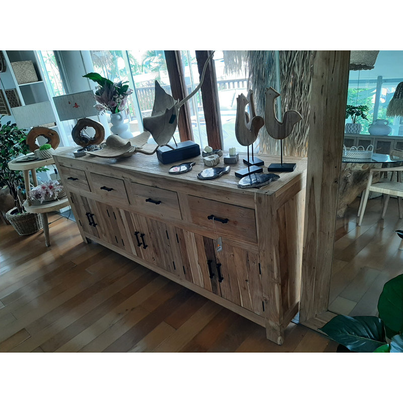Recycled Teak Console Table W Drawers, 31" H x 59" W x 16" D