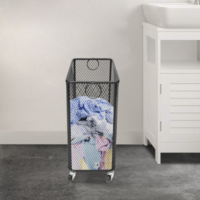 Mesh Hamper Laundry Basket Cart With Wheels