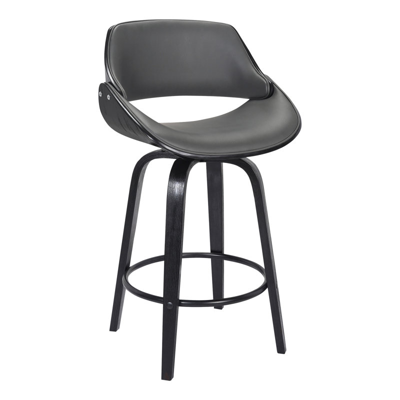 Farrish Swivel Upholstered Counter Stool, Black, Counter Stool (66cm Seat Height)