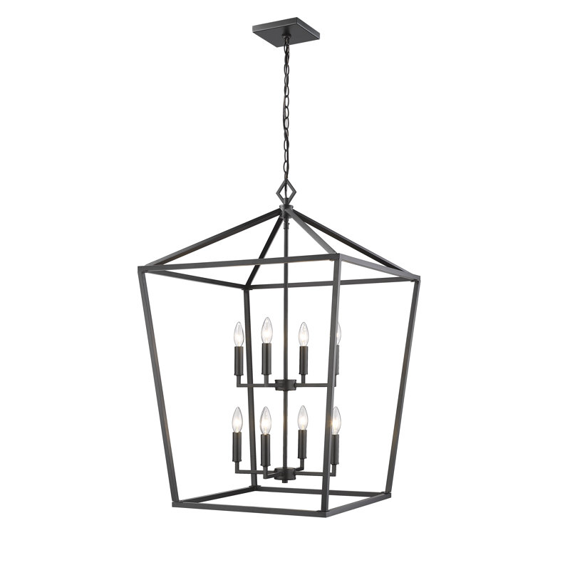 Lustre géométrique noir mat 8 lumières