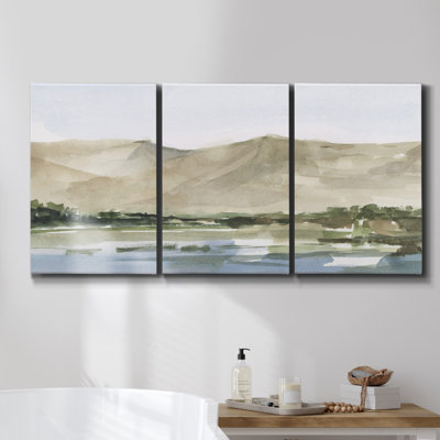 Ensemble de 3 pièces encadrées sur toile Haystacks, Snow, Morning par Monet