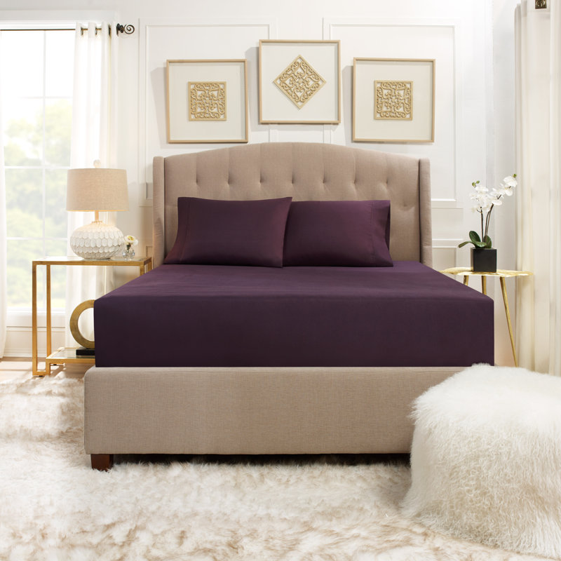Microfiber Sheet Set, Purple Eggplant, Full Sheet Set with 2 Pillowcases