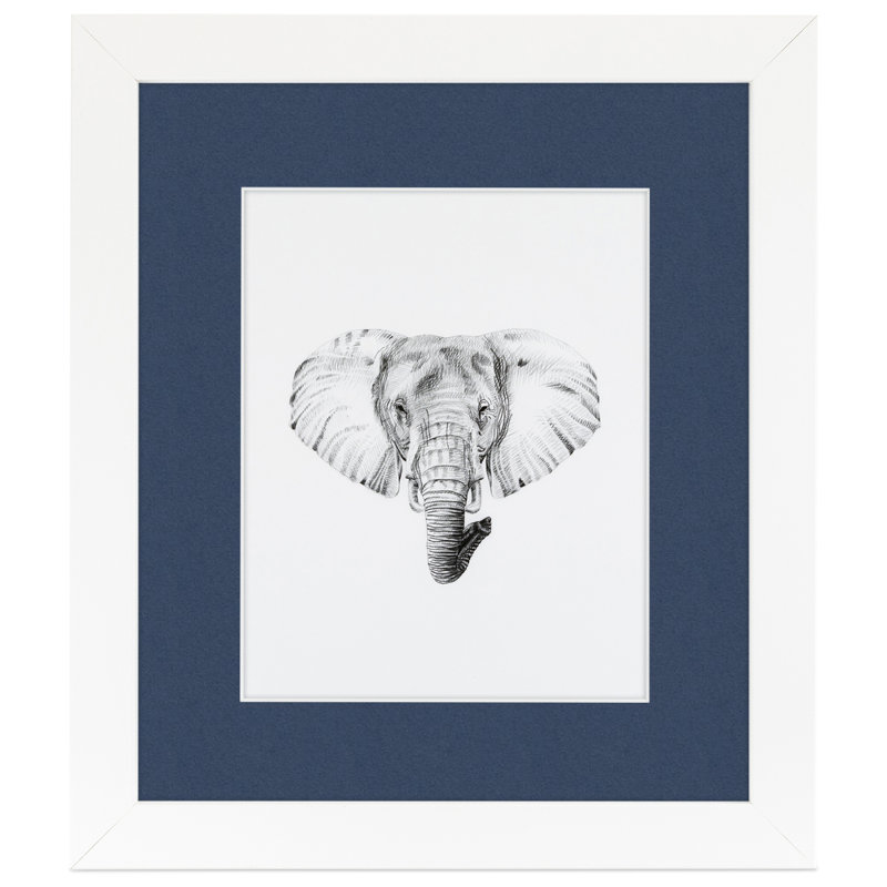 White Wood Matte Picture Frame with Mat, Midnight Blue
