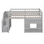 Lit mezzanine simple gris avec escalier de rangement fonctionnel et fenêtre fascinante - Bois massif pour une chambre chic-121020192
