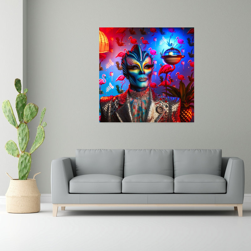 Art contemporain, art contemporain abstrait surréel, H 48 po x l 48 po