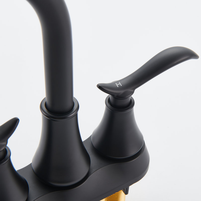 4-inch Centerset Bathroom Faucet with Drain, Matte Black