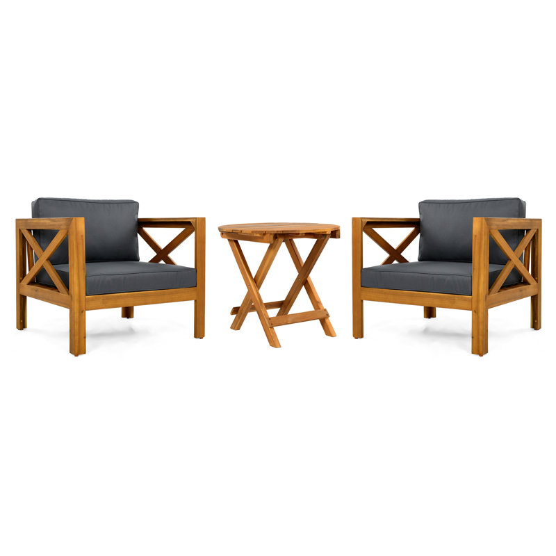 Ensemble de conversation 3 pièces pour patio, Gris foncé