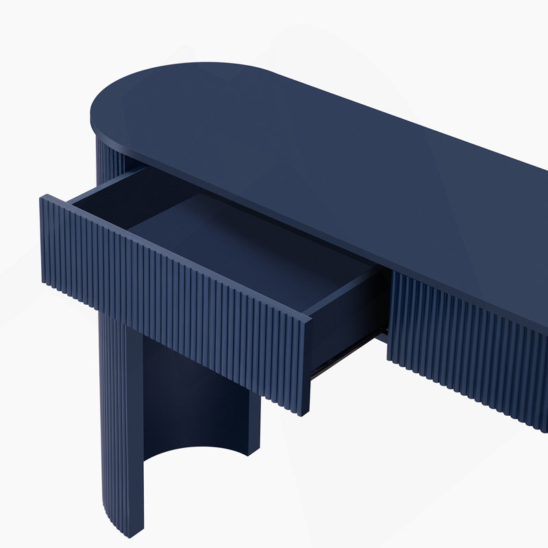 Console moderne de 54 po avec plateau ovale et 2 tiroirs, Marine