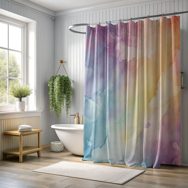 Rideau de douche standard 1 pièce Prismatic Sky, H 74 po x l 71 po