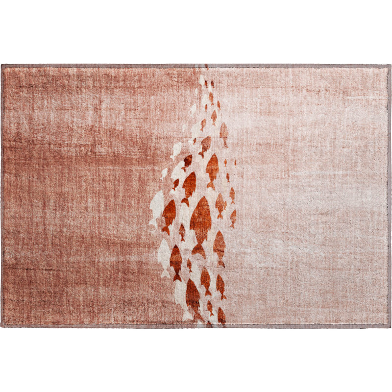 Premium Machine Washable Cerrito Terracotta Rug, Rectangle 1'8" x 2'6"