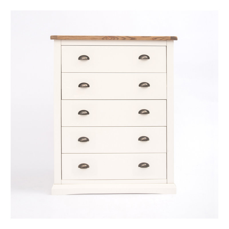 90cm W 5 - Drawer Chest of Drawers, Off White