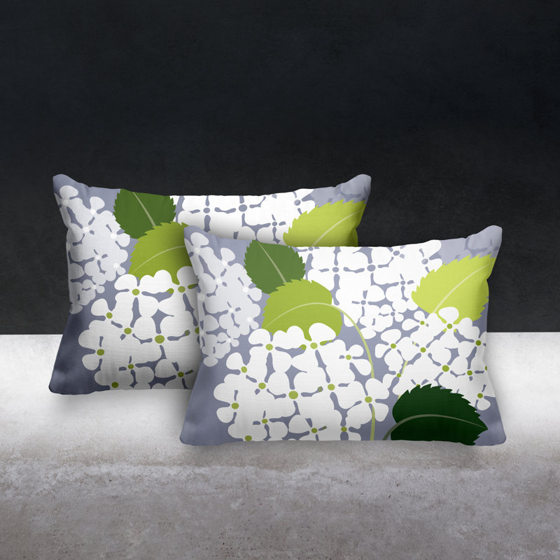 Floral Outdoor Reversible Throw Pillow, Gray