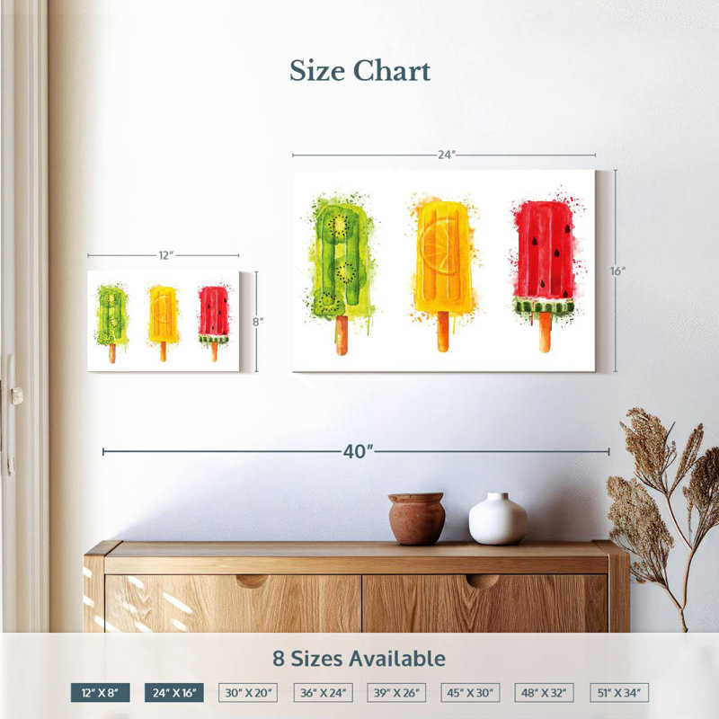Yarlin Fruity Popsicles Splatter, 8" H x 12" W