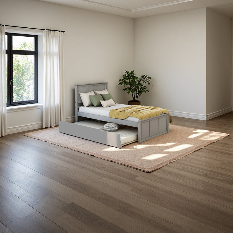 Lit plateforme simple avec lit gigogne simple, Grey
