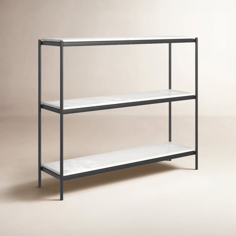 36'' Marble Top Console Table, Hammered Gray