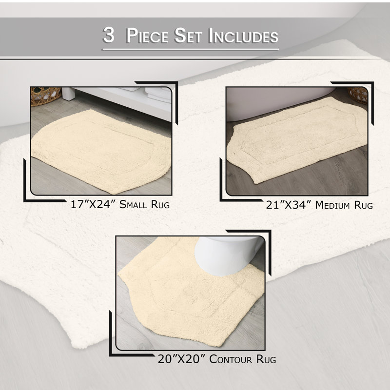 Ensemble de tapis pour salle de bain Morissette Waterford, Ivoire ivoire