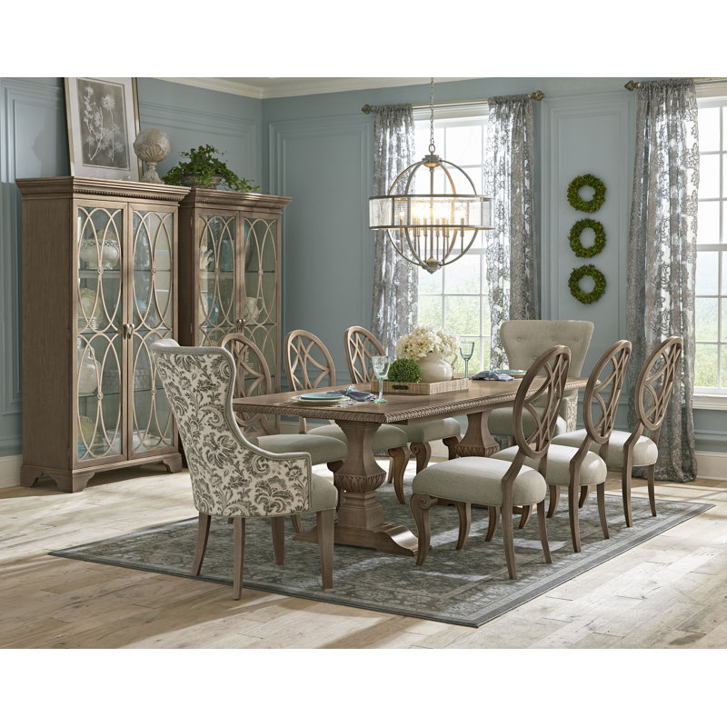 Brown Upholstered Oak Traditional Side Chair