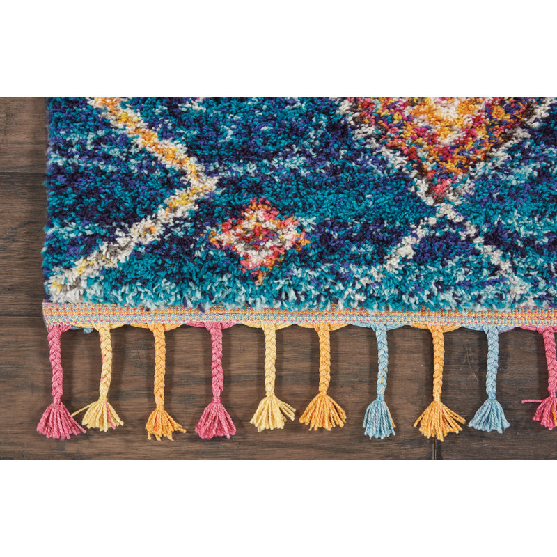 Tapis bleu marine Lucina Tribal Bohemian, Tapis de couloir 2 pi 2 po x 6 pi
