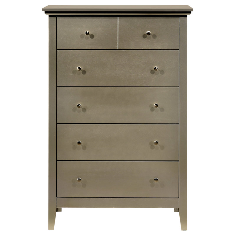 Commode moderne à 6 tiroirs, commode de rangement pour chambre à coucher, Champagne