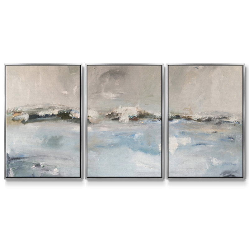 Surf Sans Turf - Toile encadrée multi-pièces, Argenté, H 36 po x l 75 po x P 2 po