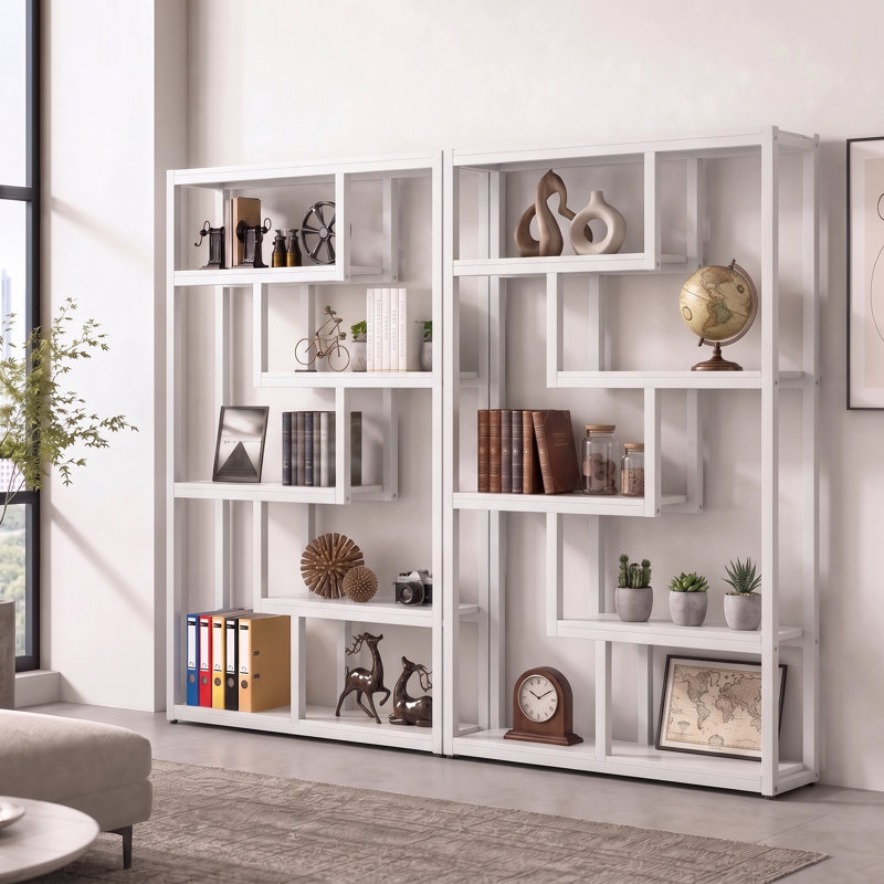 Bibliothèque géométrique H 69,29 "x l 39,37", Blanc