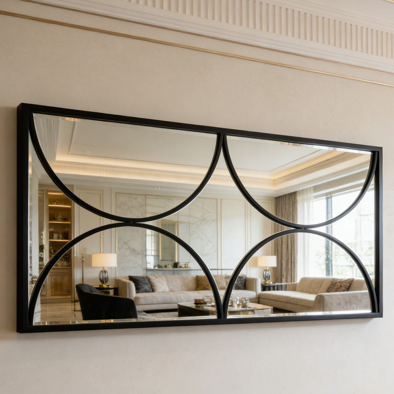 Metal Framed Accent Wall Mirror 60x120CM, Black