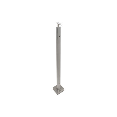 Poteau de garde-corps rectangulaire 1 po x 2 po FHC F3E42BS F3 Series - Poteau d'extrémité - Acier inoxydable brossé