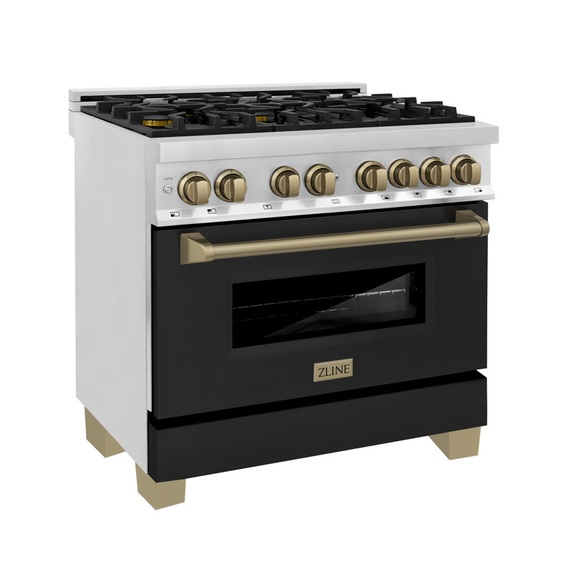 ZLINE Autograph 36" Legacy Dual Fuel Range w/ 6 Burners, Champagne Bronze