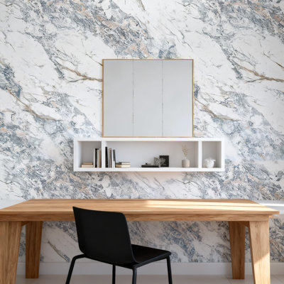 Premium Marble Contact Paper Roll - Peel And Stick Waterproof Wallpaper For Countertops, Backsplash, Walls And Cabinets - Textured Bubble-Free Adhesive - Heat & Stain Resistant Vinyl Wrap