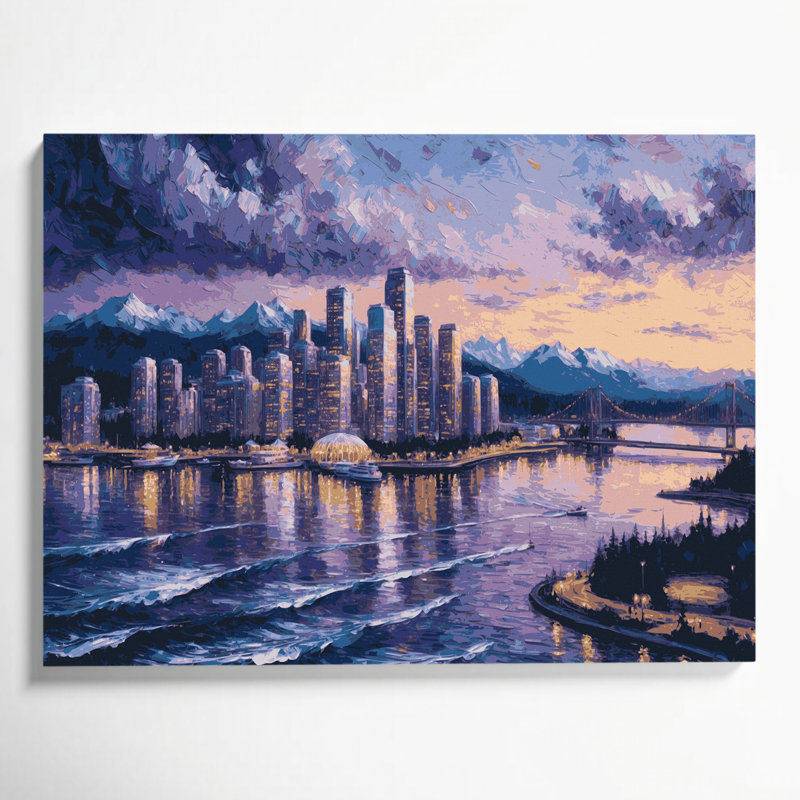 Art urbain sur toile, villes de Vancouver, Colombie-Britannique grise, H 12 po x l 18 po