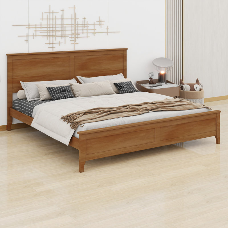 Structure de lit plateforme en bois robuste avec support de lattes en bois fiable