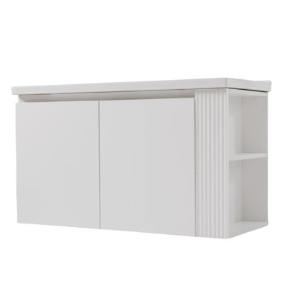 Meuble-lavabo mural 36 po avec portes à fermeture douce et deux tablettes à ouverture latérale