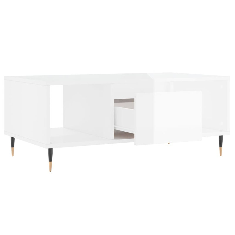 Ceda Four Leg Coffee Table with Storage, High Gloss White