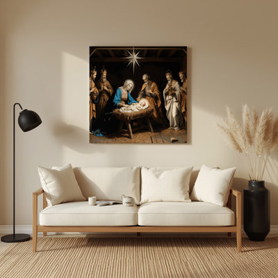 Christmas Nativity Scenes Black Metal Wall Art