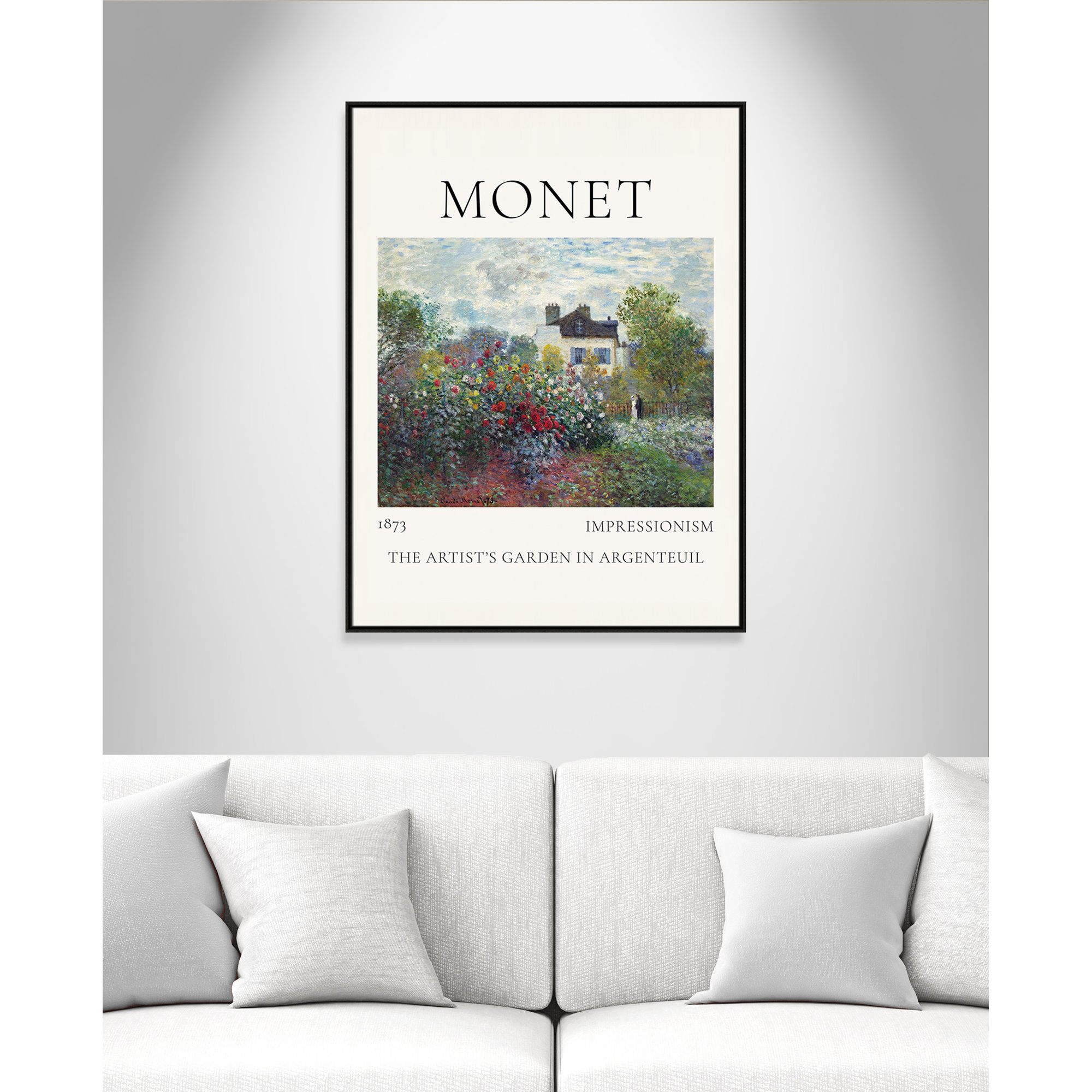 Artists Garden in Argenteuil Print by Claude Monet, 49.5" H x 37.5" W x 2" D, Espresso Floater Frame, No
