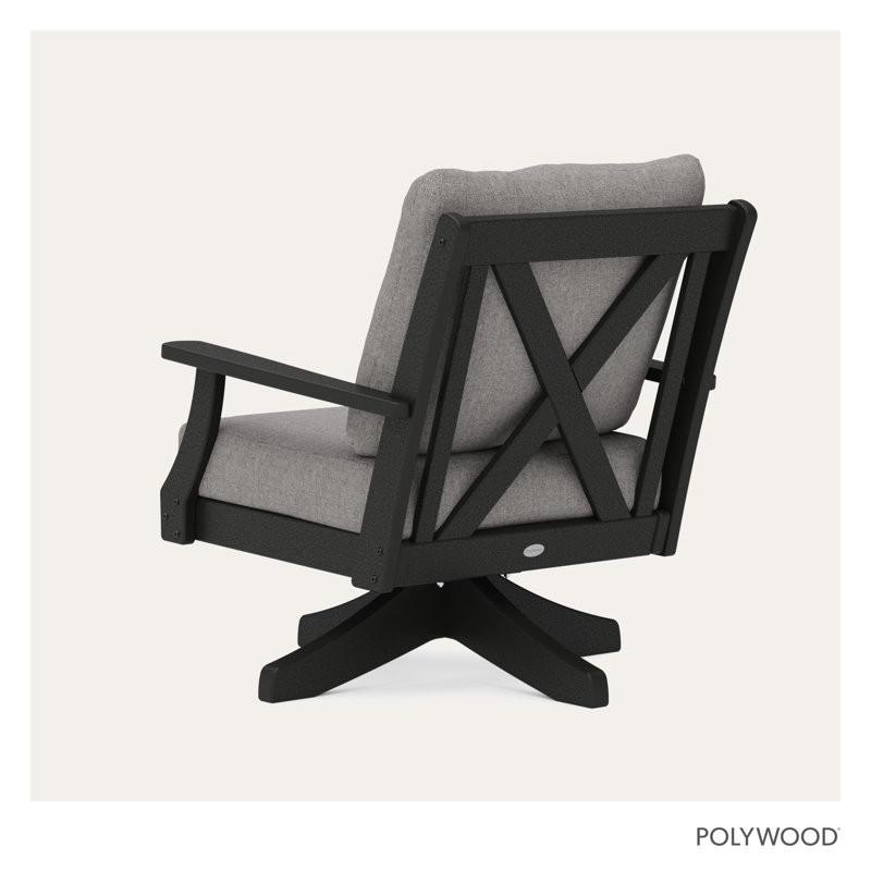 Braxton Deep Seating Swivel Chair, Black, Gray