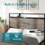Cadre de lit très grand, cadre de lit plateforme en bois avec tête de lit à DEL avec rangement et 2 ports USB, aucun bruit, aucun matelas à ressorts requis et outils d'assemblage simples-595971079