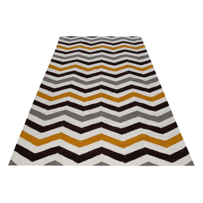 Rectangle 150 cm x 240 cm Chevron Hand Woven Kilim Area Rug